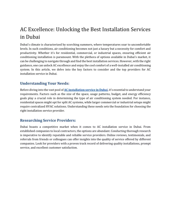 ac excellence unlocking the best installation