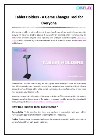 Tablet Holders A Game Changer Tool for Everyone