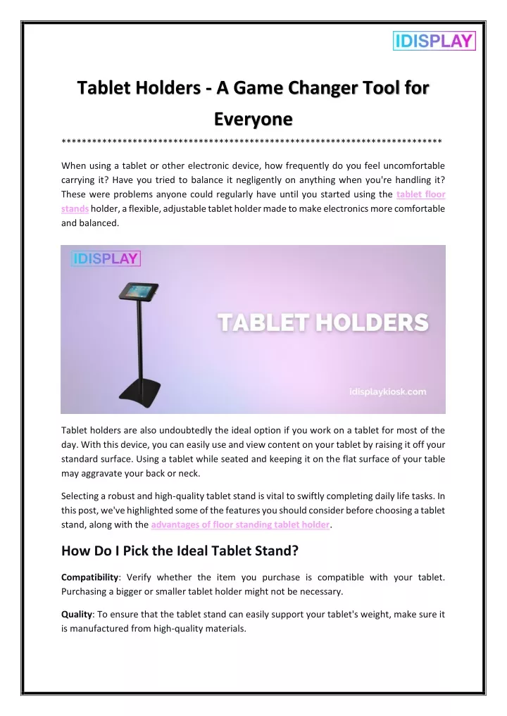 tablet holders a game changer tool for
