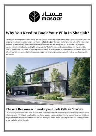 Why You Need to Book Your Villa in Sharjah?