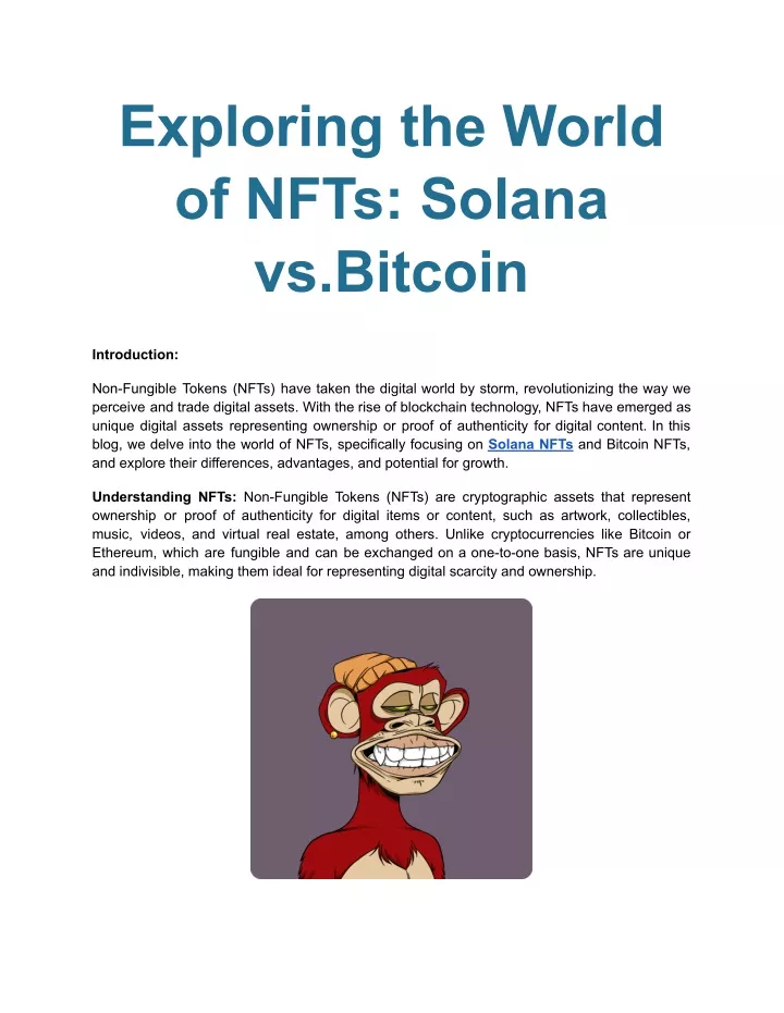 exploring the world of nfts solana vs bitcoin