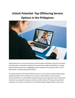 Unlock Potential_ Top Offshoring Service Options in the Philippines