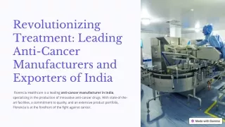 Leading Anti-Cancer Manufacturers and Exporters of in India
