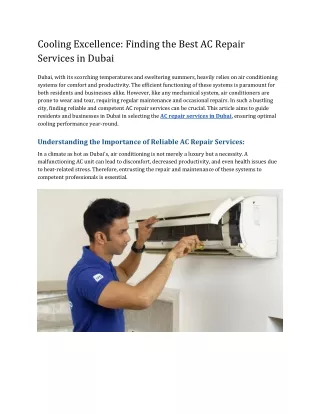 Cooling Excellence_ Finding the Best AC Repair Services in Dubai