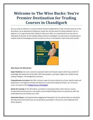 Welcome to The Wise Bucks: You’re Premier Destination for Trading Courses