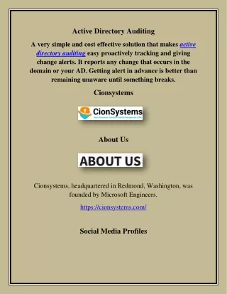 Active Directory Auditing, cionsystems.com
