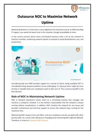 Outsource NOC to Maximize Network Uptime