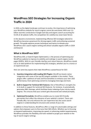 WordPress SEO Strategies for Increasing Organic Traffic in 2024