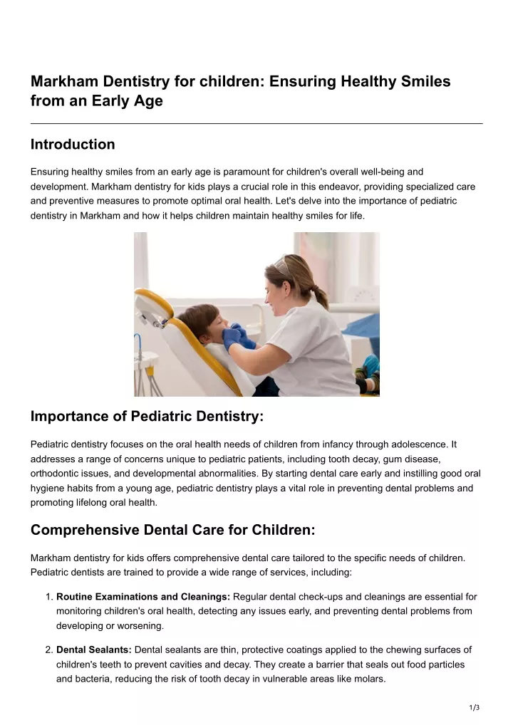 markham dentistry for children ensuring healthy