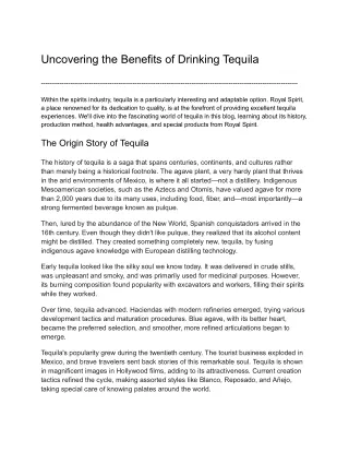 Uncovering the Benefits of Drinking Tequila