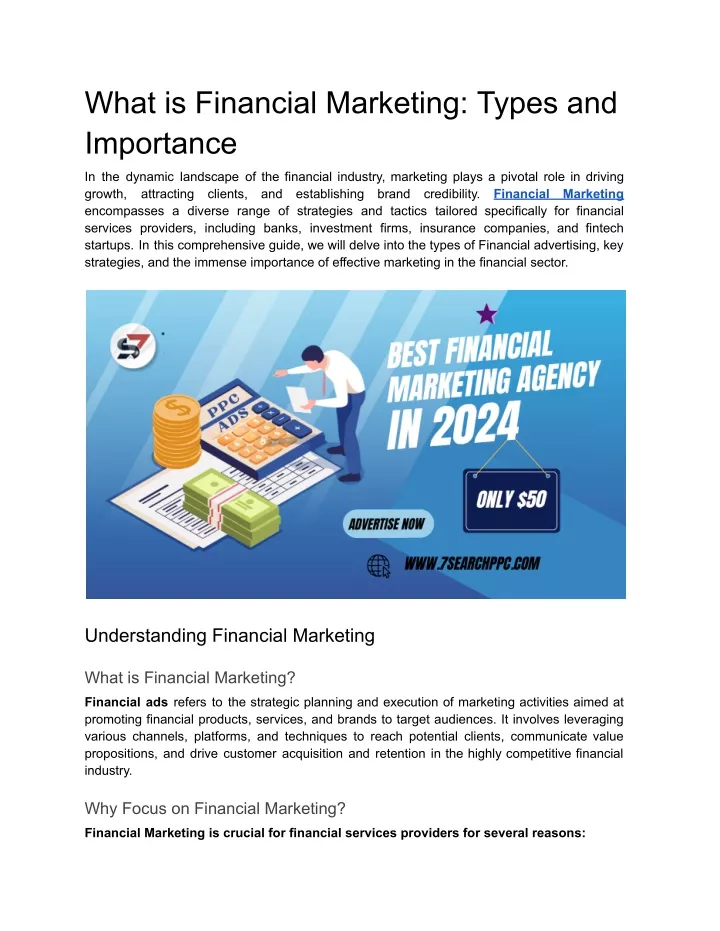 what is financial marketing types and importance