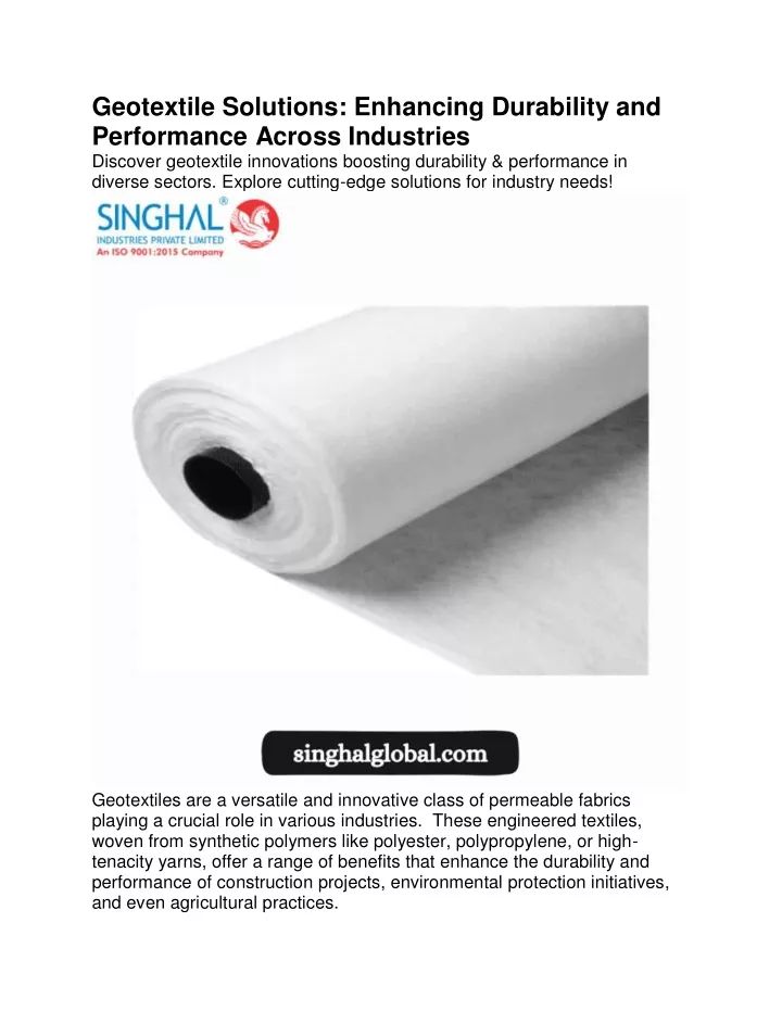 geotextile solutions enhancing durability