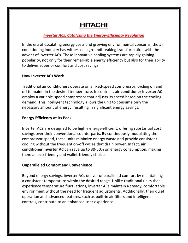 inverter acs catalyzing the energy efficiency