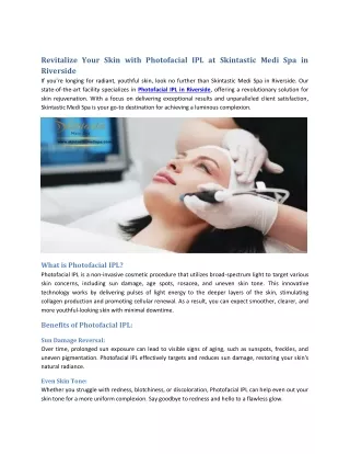 Revitalize Your Skin with Photofacial IPL at Skintastic Medi Spa in Riverside (1)