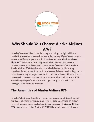 Why Should You Choose Alaska Airlines 876?