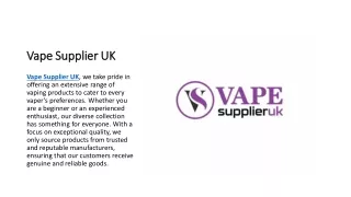 Vape Supplier UK