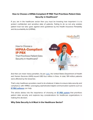 How to Choose a HIPAA-Compliant IP PBX That Prioritizes Patient Data Security in Healthcare