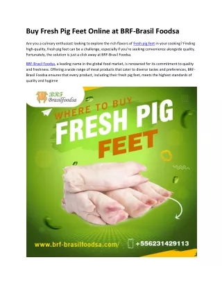 Buy Fresh Pig Feet Online at BRF-Brasil Foodsa