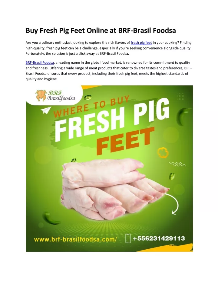 buy fresh pig feet online at brf brasil foodsa