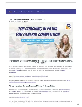 Top Coaching in Patna for General Competition