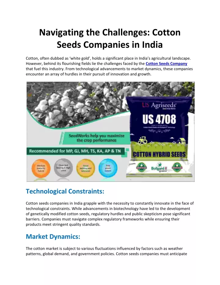 navigating the challenges cotton seeds companies