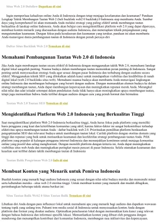 Panduan Utama Taktik Membangun Tautan Web 2.0 di Indonesia