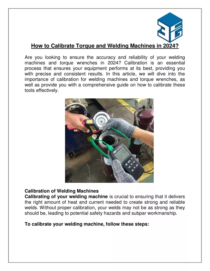 how to calibrate torque and welding machines