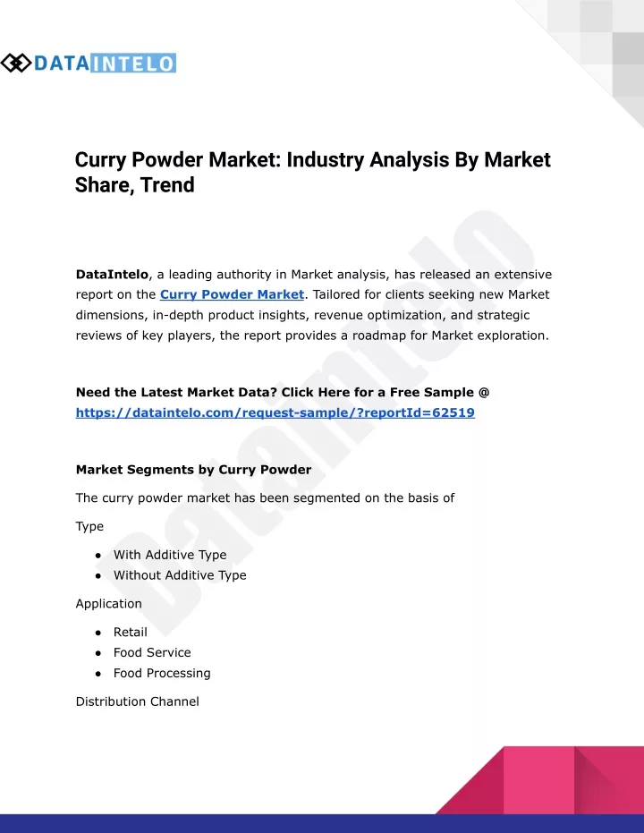 curry powder market industry analysis by market