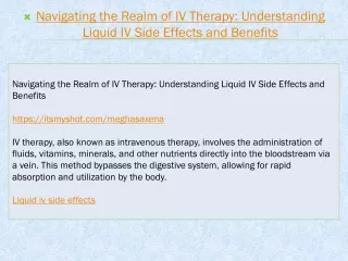 Navigating the Realm of IV Therapy Understanding Liquid IV Side Effects and