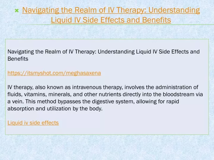 navigating the realm of iv therapy understanding liquid iv side effects and benefits
