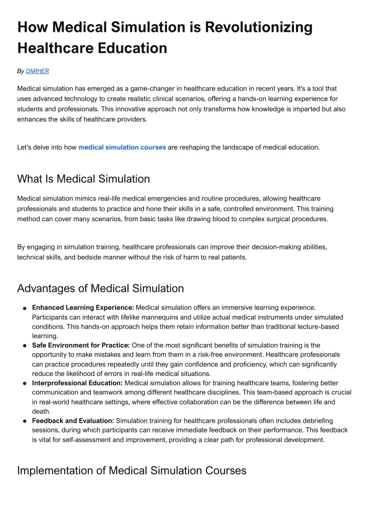 how medical simulation is revolutionizing