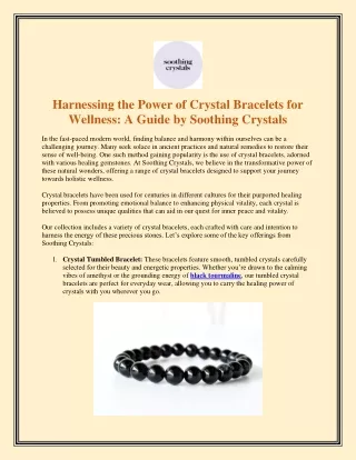Harnessing the Power of Crystal Bracelets for Wellness A Guide by Soothing Crystals