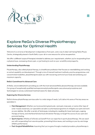 Explore ReGo’s Diverse Physiotherapy Services for Optimal Health