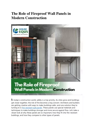 The Role of Fireproof Wall Panels in Modern Construction