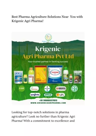 Best Pharma Agriculture Near You