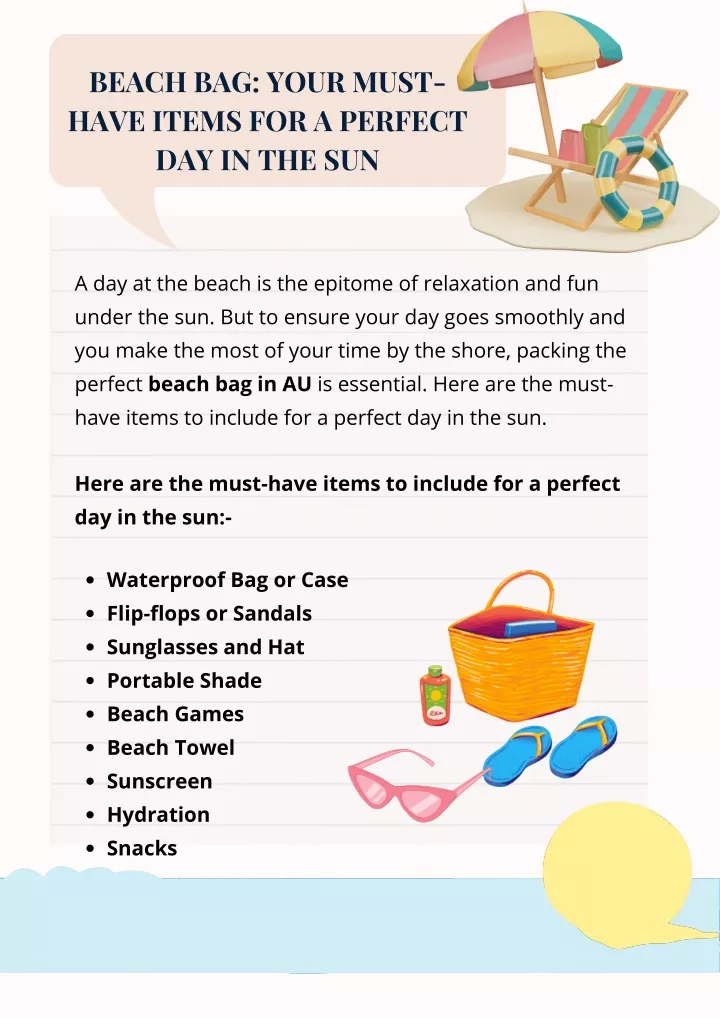 beach bag your must have items for a perfect