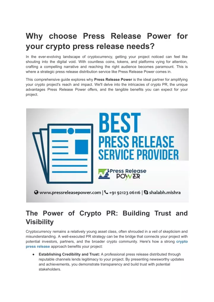 why choose press release power for your crypto