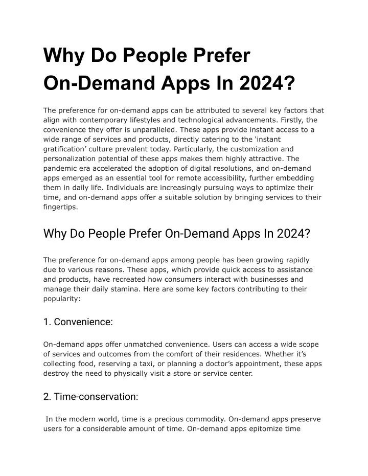 why do people prefer on demand apps in 2024