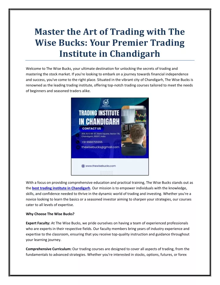 master the art of trading with the wise bucks