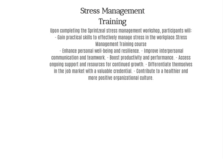stress management training upon completing