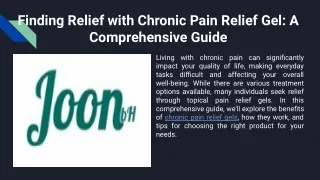 Finding Relief with Chronic Pain Relief Gel
