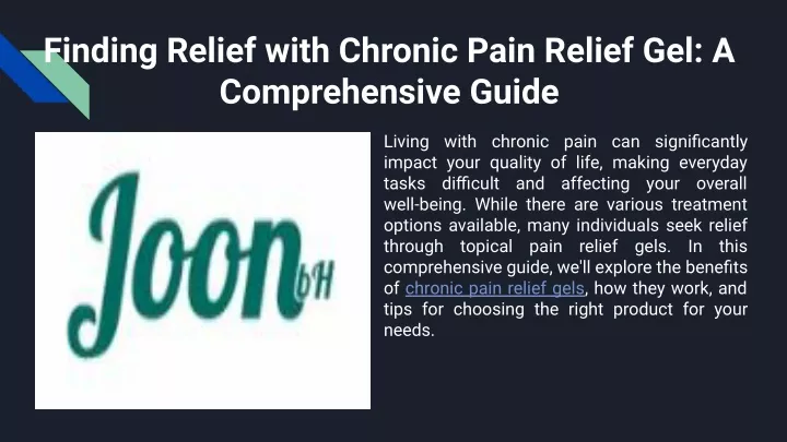 finding relief with chronic pain relief