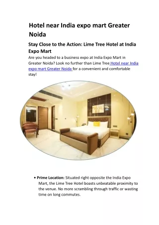 Hotel near India expo mart Greater Noida