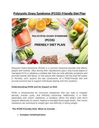 Polycystic Ovary Syndrome (PCOS)-Friendly Diet Plan