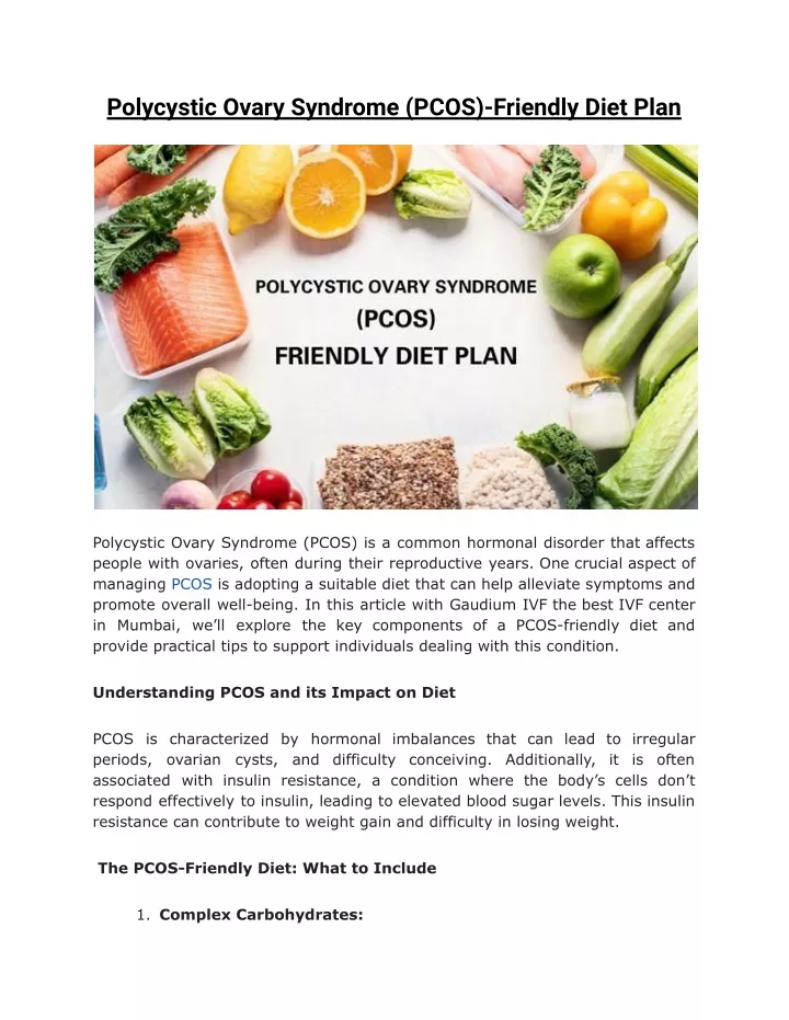 polycystic ovary syndrome pcos friendly diet plan