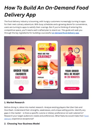 How To Build An On-Demand Food Delivery App