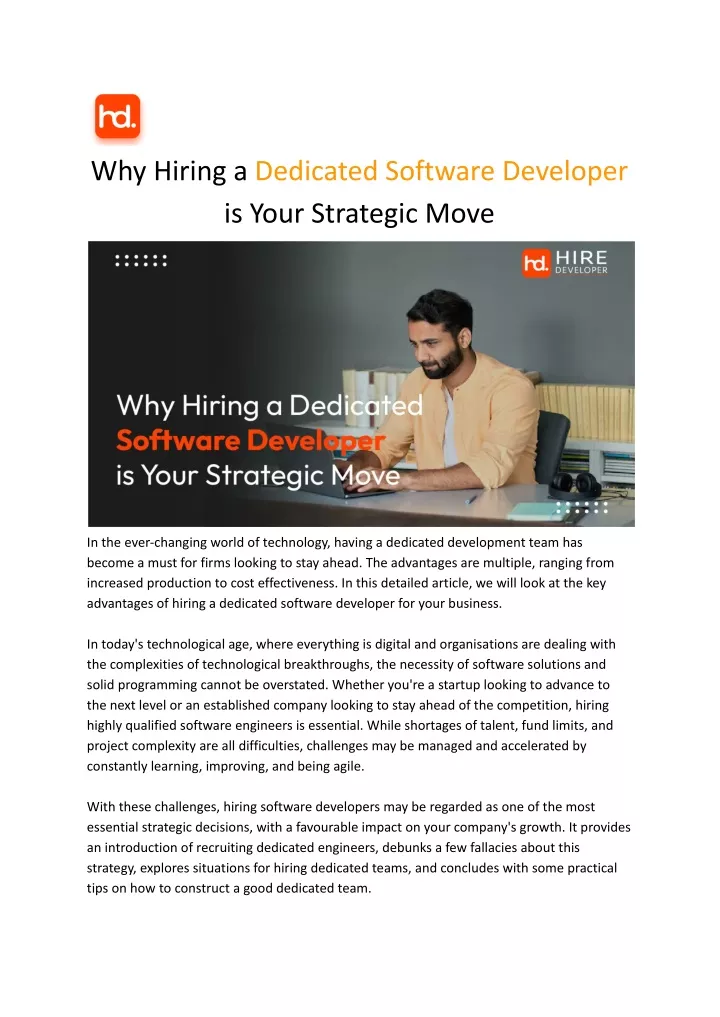 why hiring a dedicated software developer is your