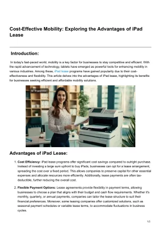 Cost-Effective Mobility Exploring the Advantages of iPad Lease