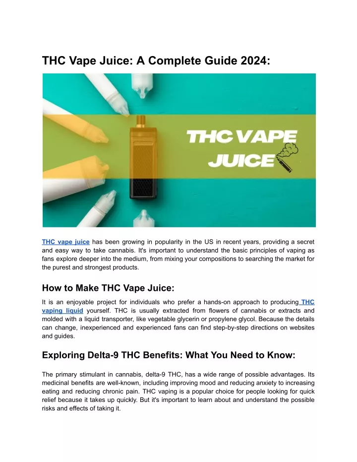 thc vape juice a complete guide 2024