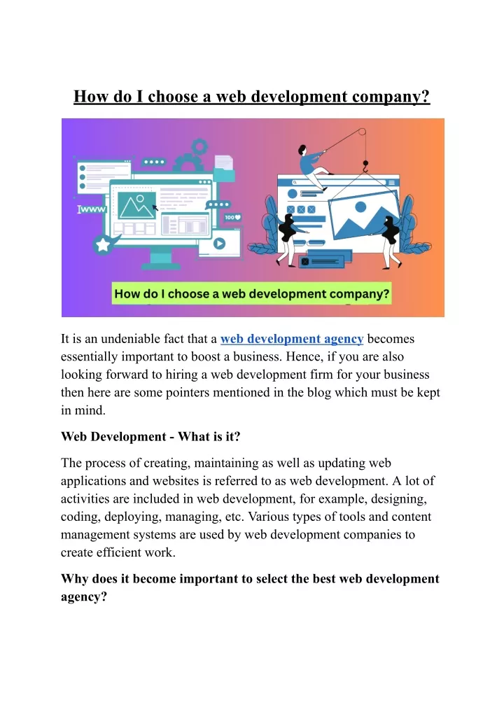 how do i choose a web development company